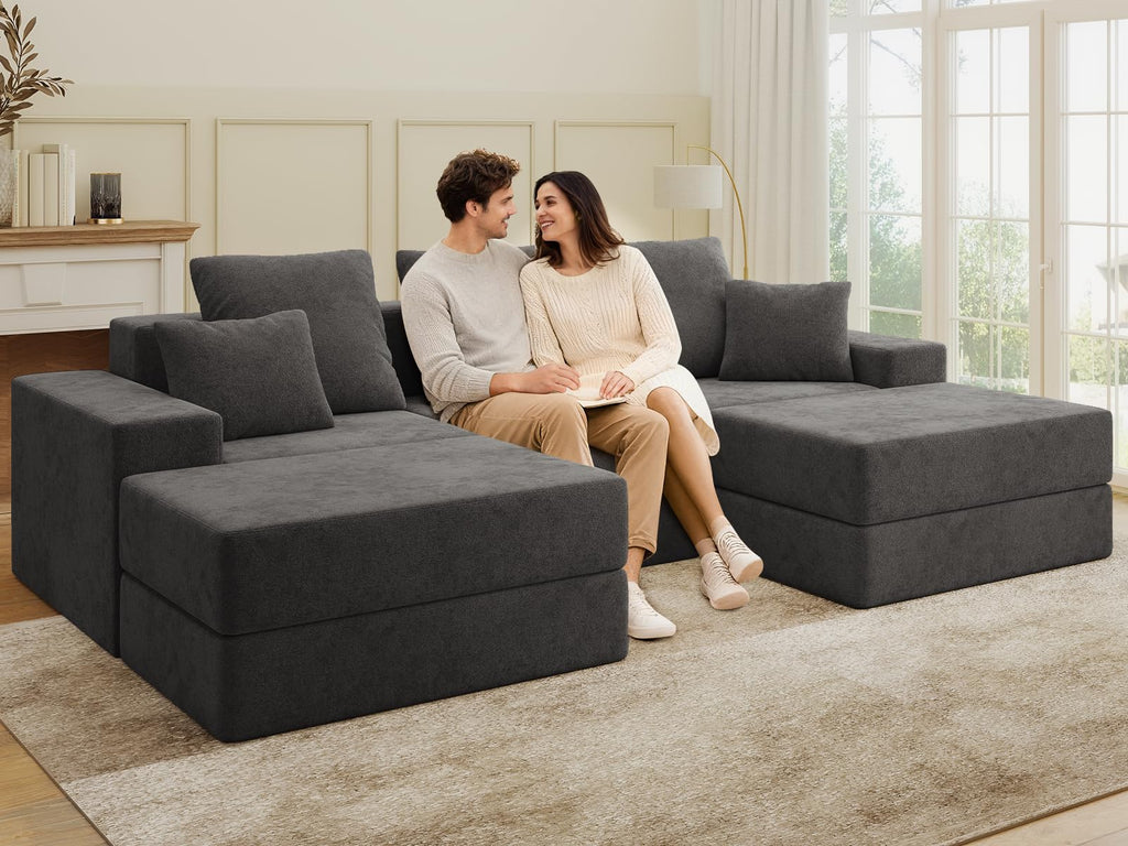 BUDGET PICKS - Living&Giving 128" U-Shaped Cloud Sectional Couch