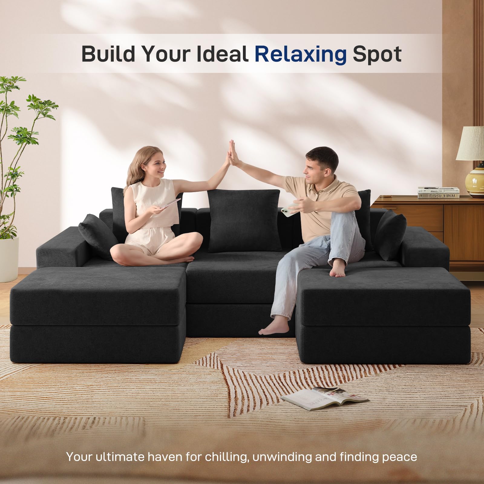 BUDGET PICKS - Living&Giving 128" U-Shaped Cloud Sectional Couch