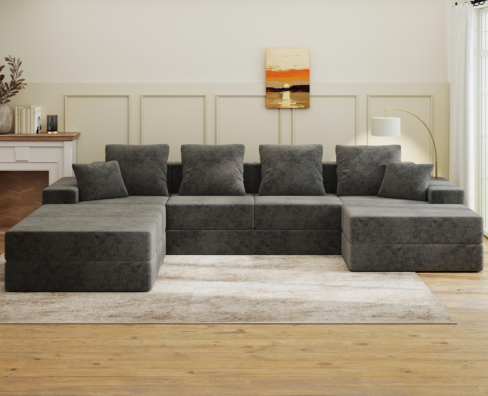BUDGET PICKS - Living&Giving 128" U-Shaped Cloud Sectional Couch