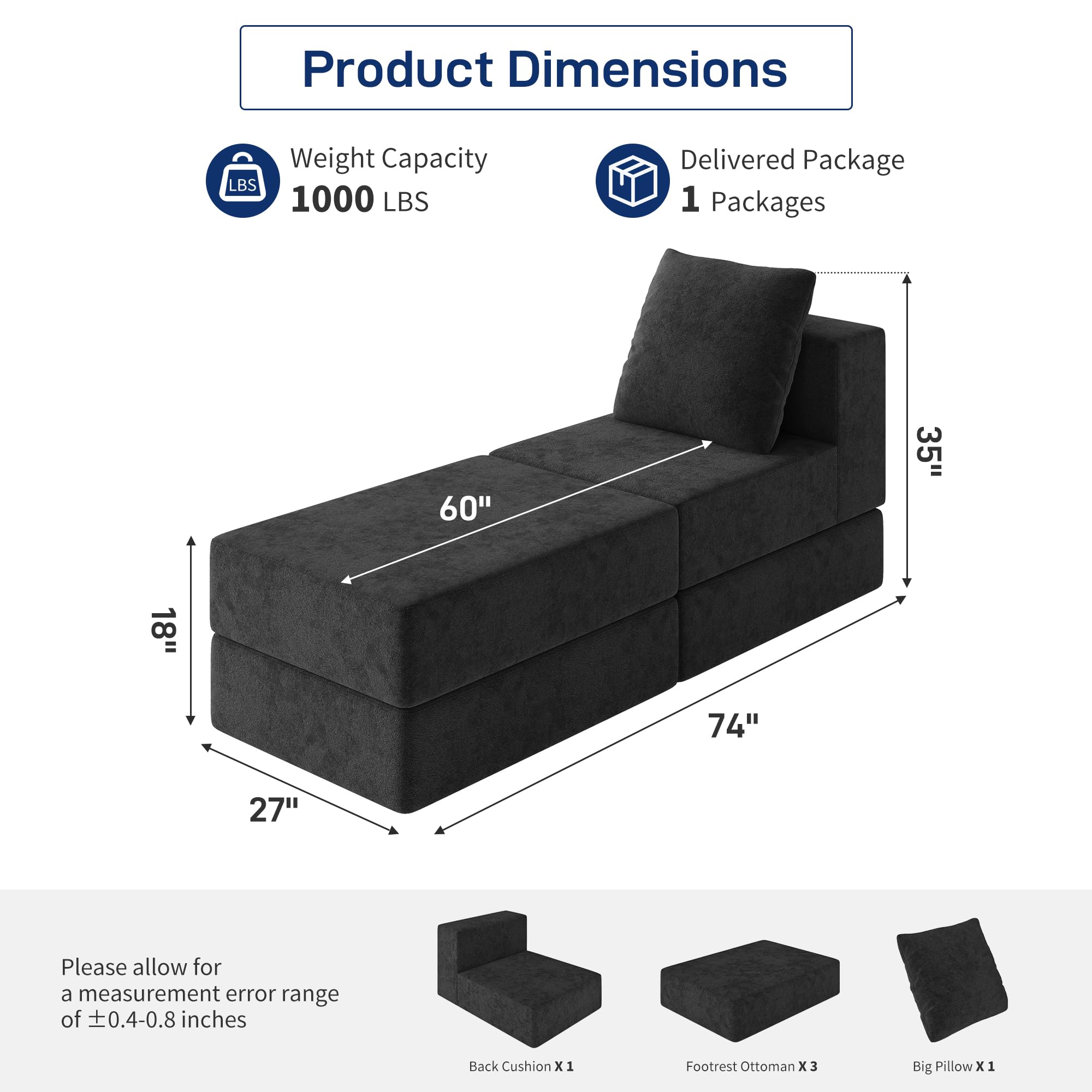 BUDGET PICKS - Living&Giving 128" U-Shaped Cloud Sectional Couch