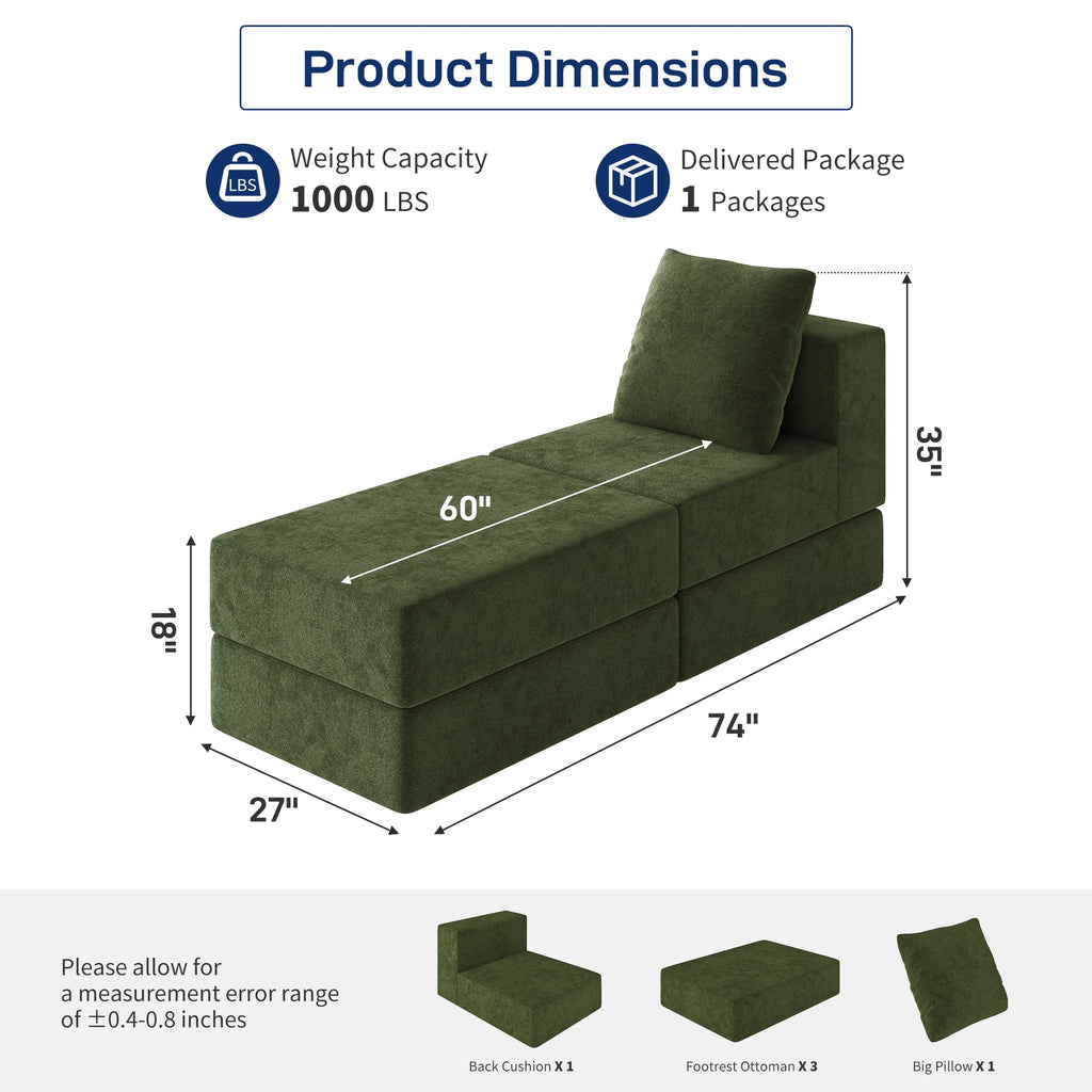 BUDGET PICKS - Living&Giving 128" U-Shaped Cloud Sectional Couch