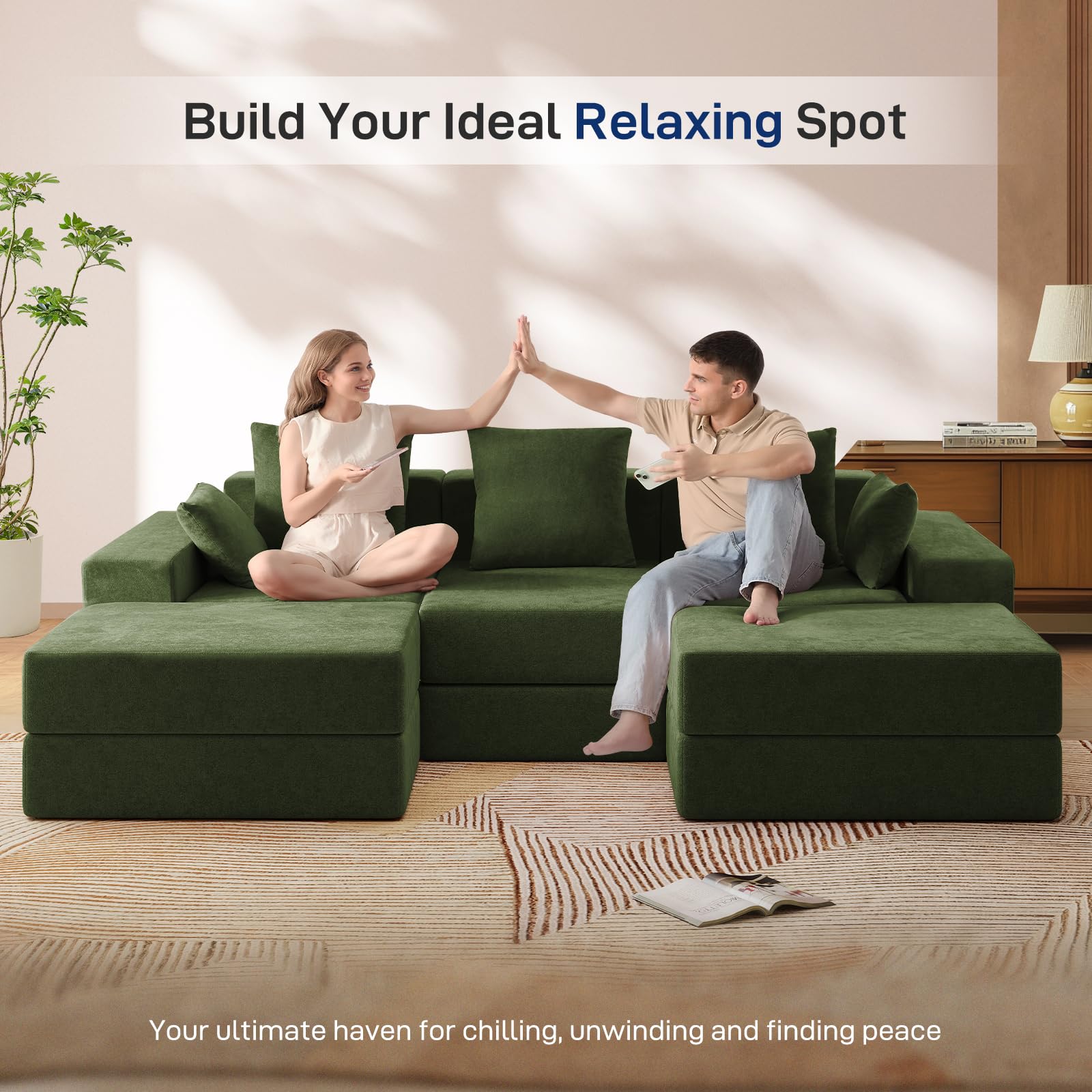 BUDGET PICKS - Living&Giving 128" U-Shaped Cloud Sectional Couch