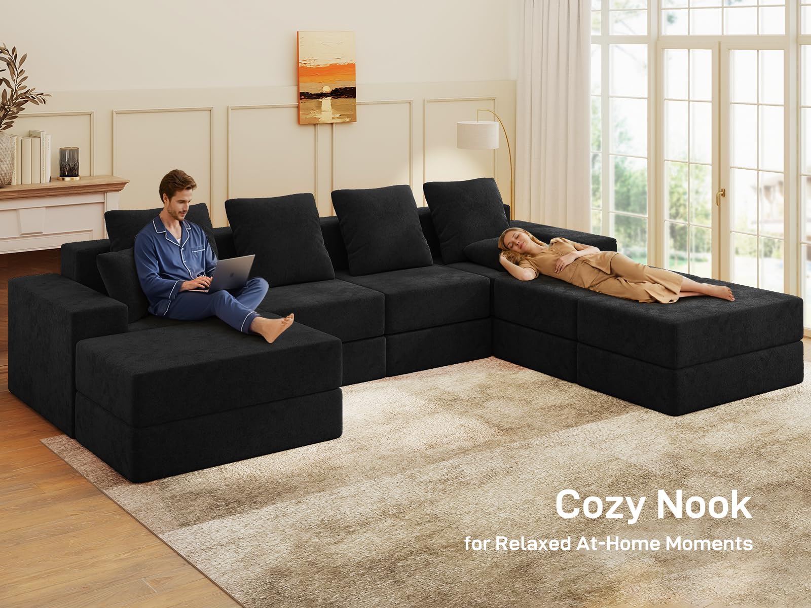 BUDGET PICKS - Living&Giving 128" U-Shaped Cloud Sectional Couch