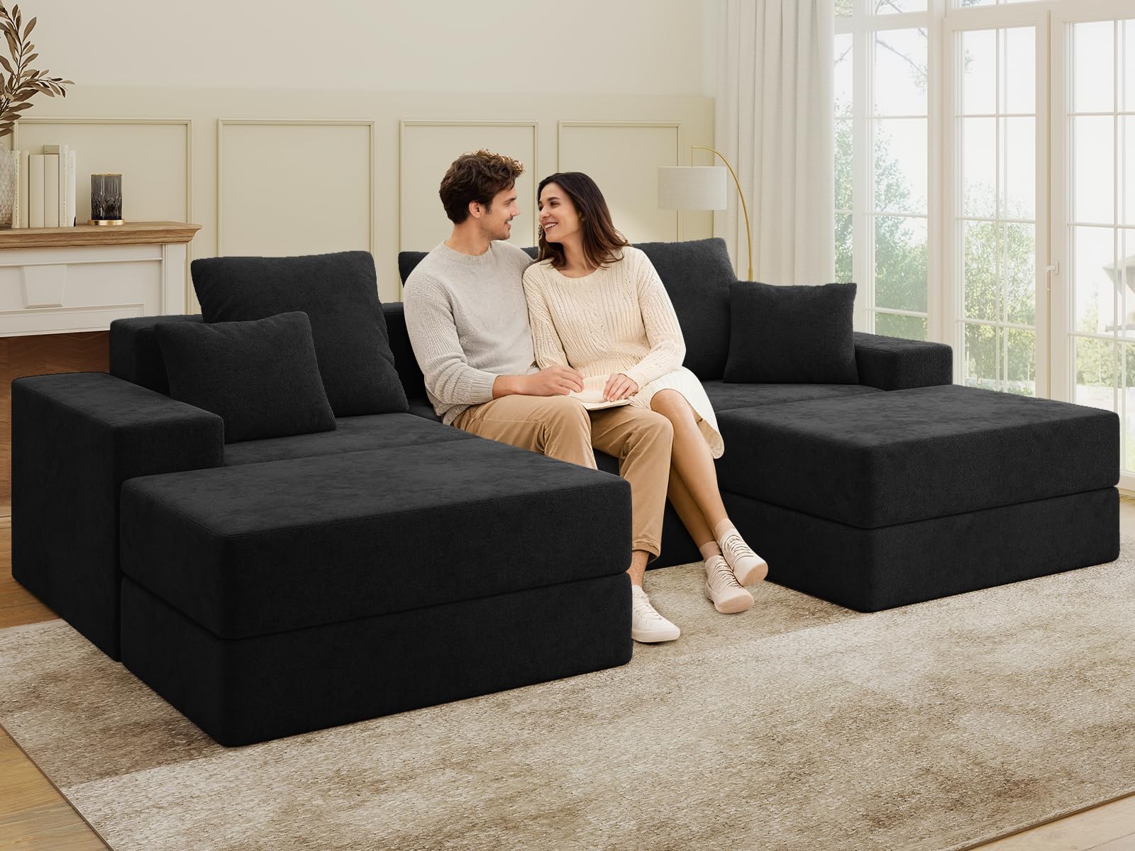 BUDGET PICKS - Living&Giving 128" U-Shaped Cloud Sectional Couch