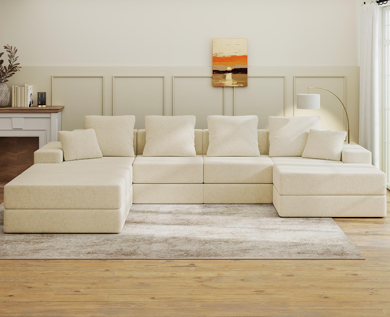 BUDGET PICKS - Living&Giving 128" U-Shaped Cloud Sectional Couch