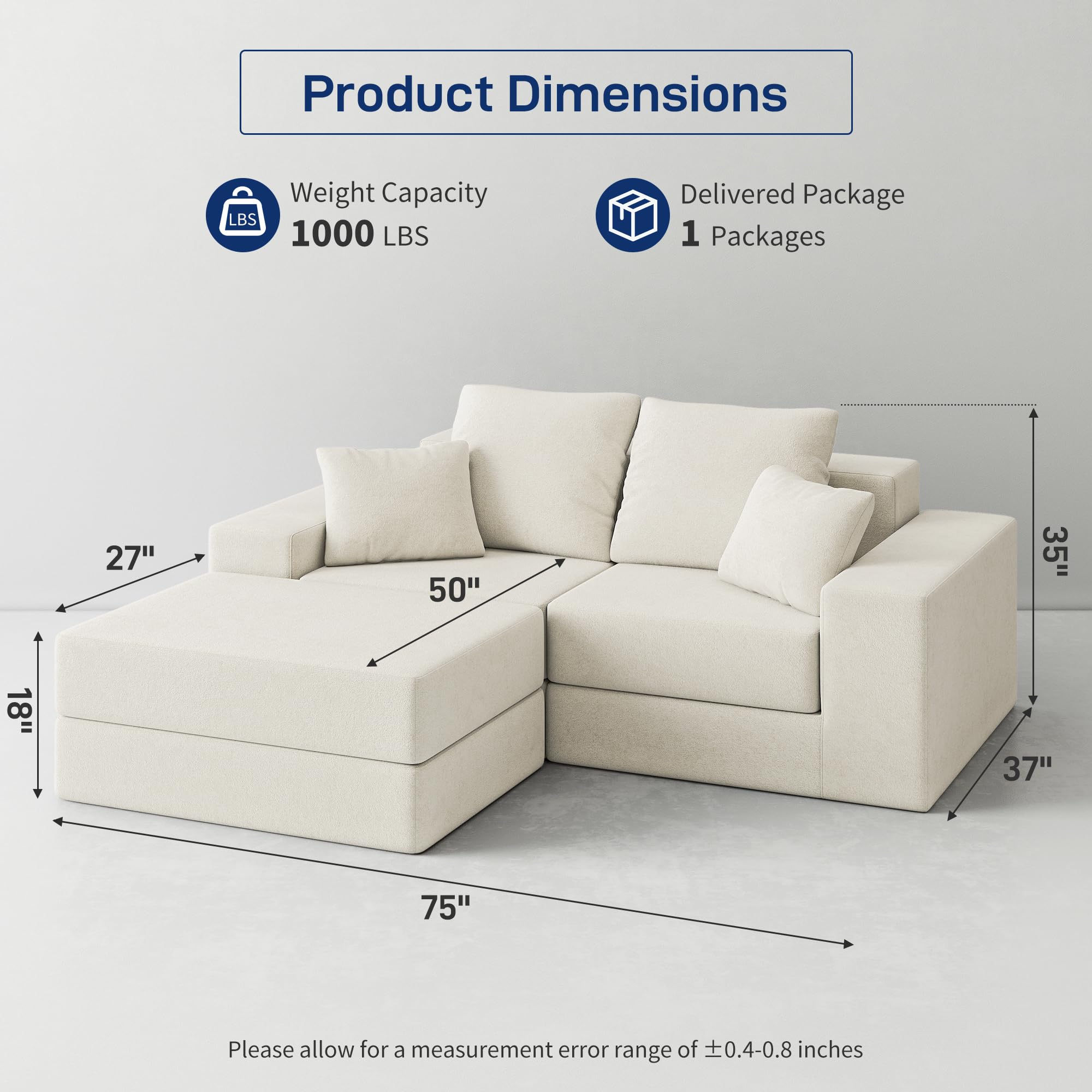 BUDGET PICKS - Living&Giving 128" U-Shaped Cloud Sectional Couch