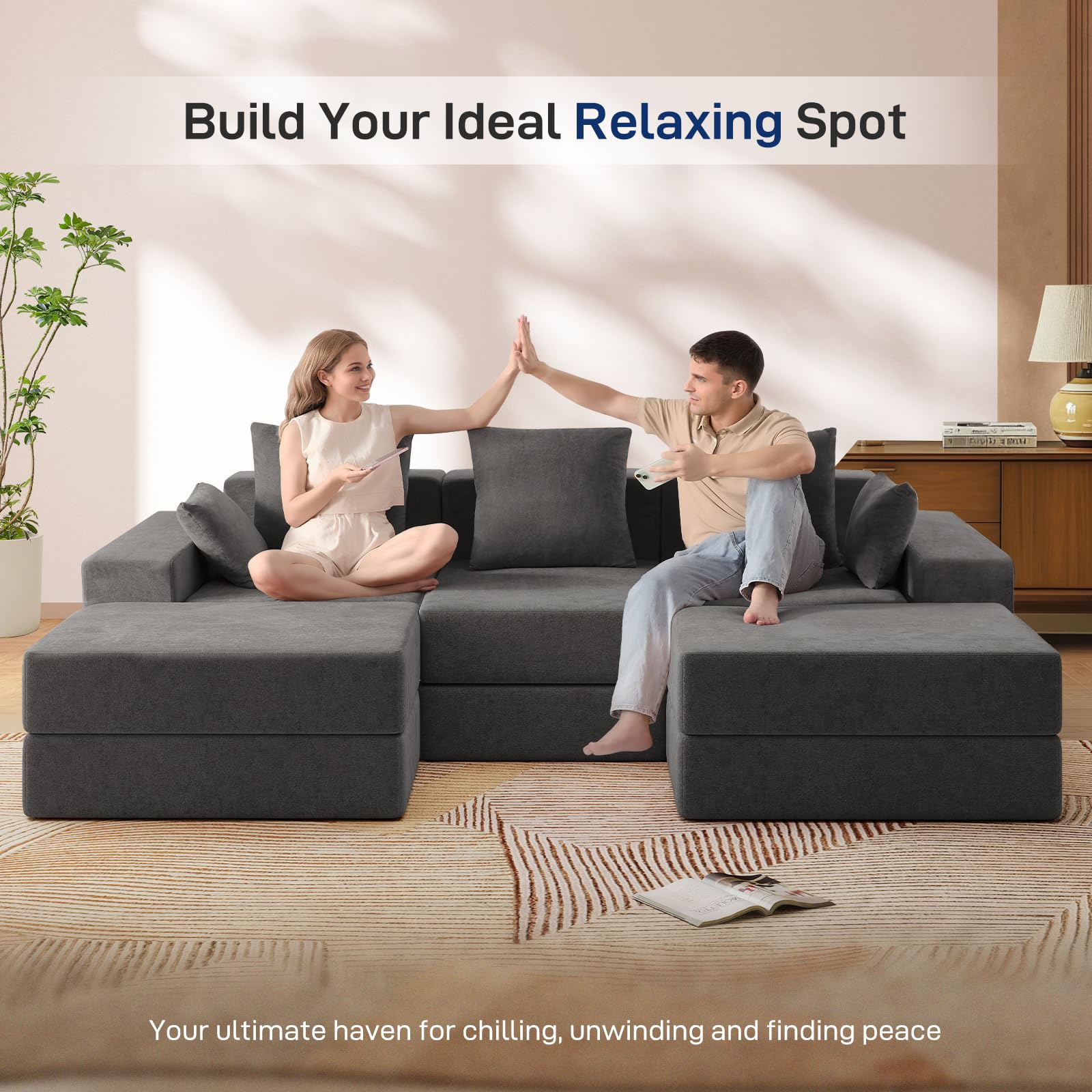 BUDGET PICKS - Living&Giving 128" U-Shaped Cloud Sectional Couch