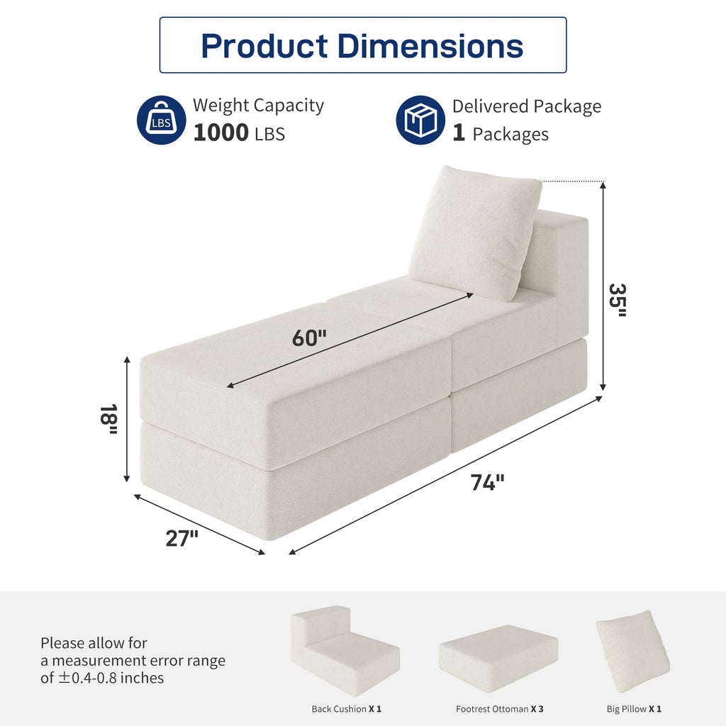 BUDGET PICKS - Living&Giving 128" U-Shaped Cloud Sectional Couch