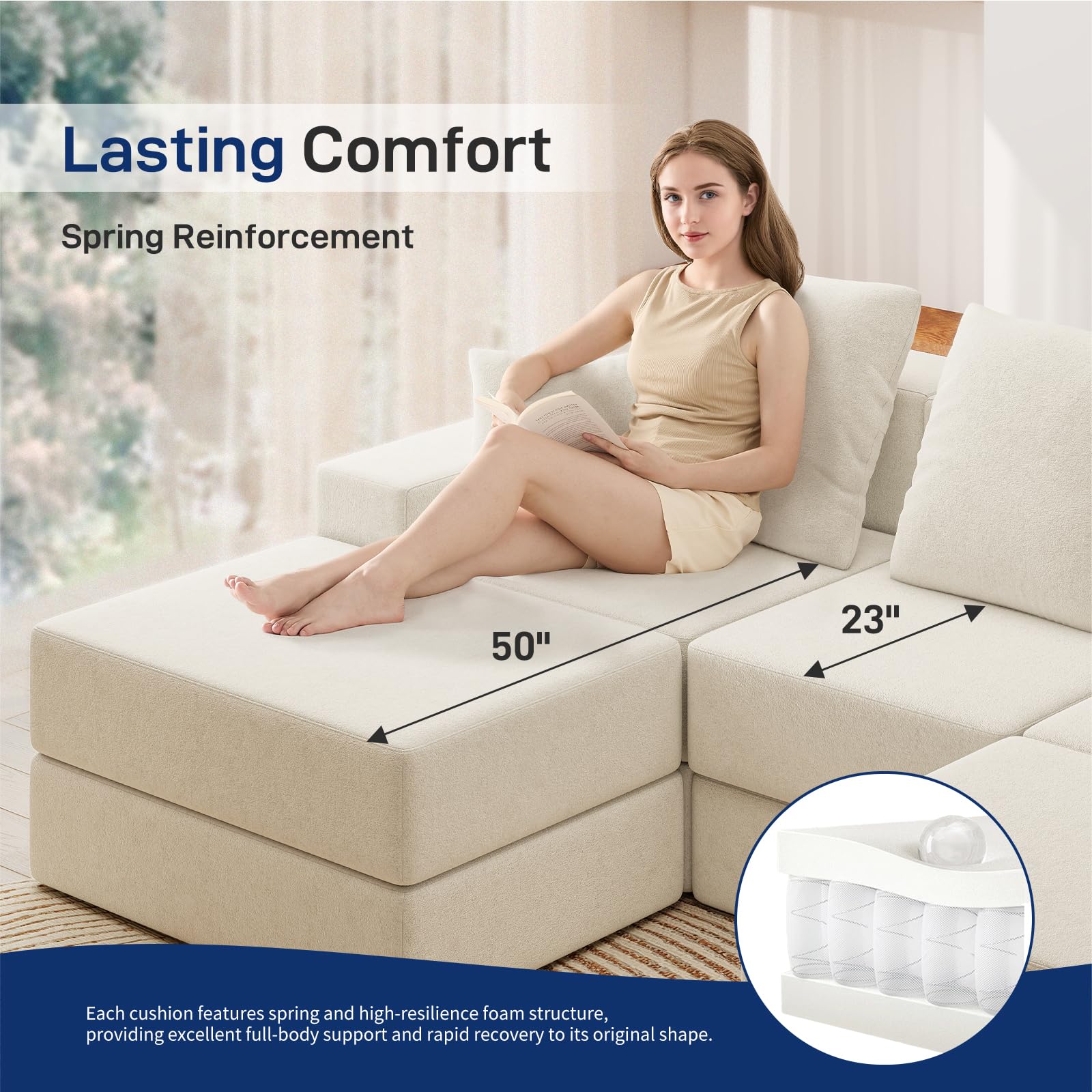 BUDGET PICKS - Living&Giving 128" U-Shaped Cloud Sectional Couch