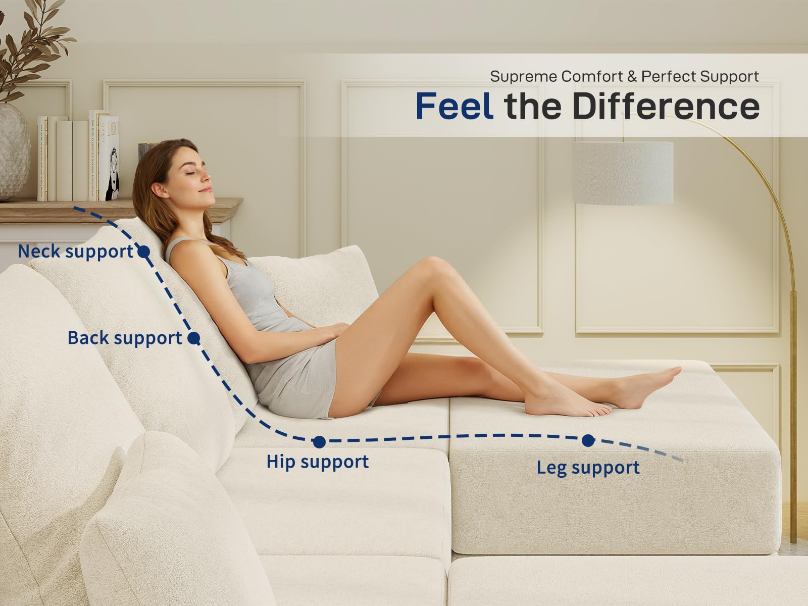 BUDGET PICKS - Living&Giving 128" U-Shaped Cloud Sectional Couch