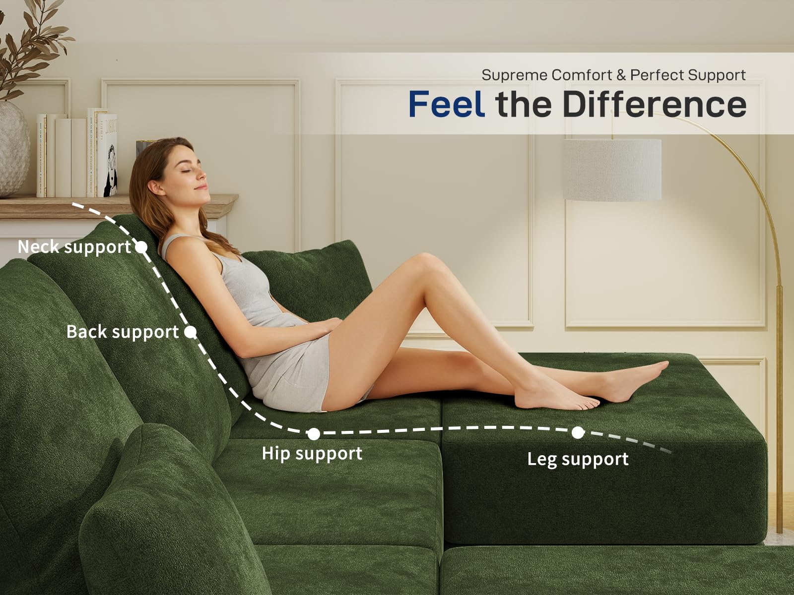 BUDGET PICKS - Living&Giving 128" U-Shaped Cloud Sectional Couch