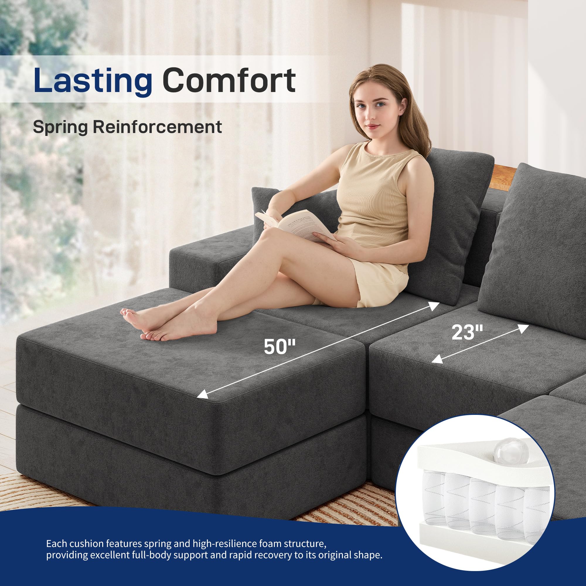 BUDGET PICKS - Living&Giving 128" U-Shaped Cloud Sectional Couch