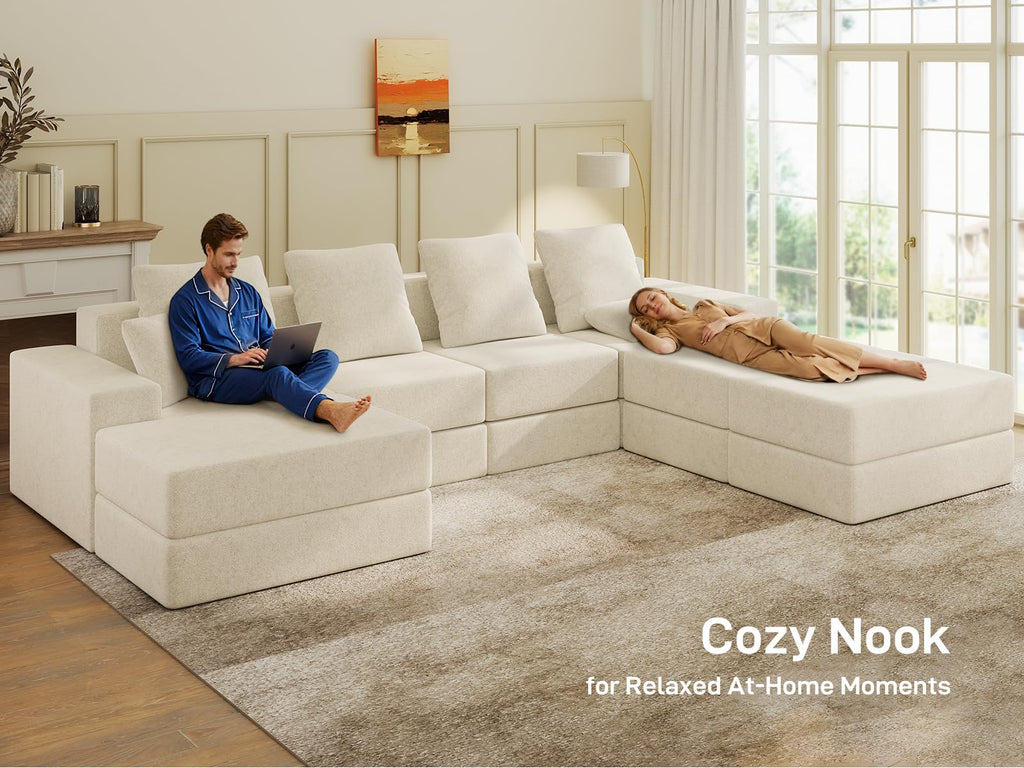 BUDGET PICKS - Living&Giving 128" U-Shaped Cloud Sectional Couch