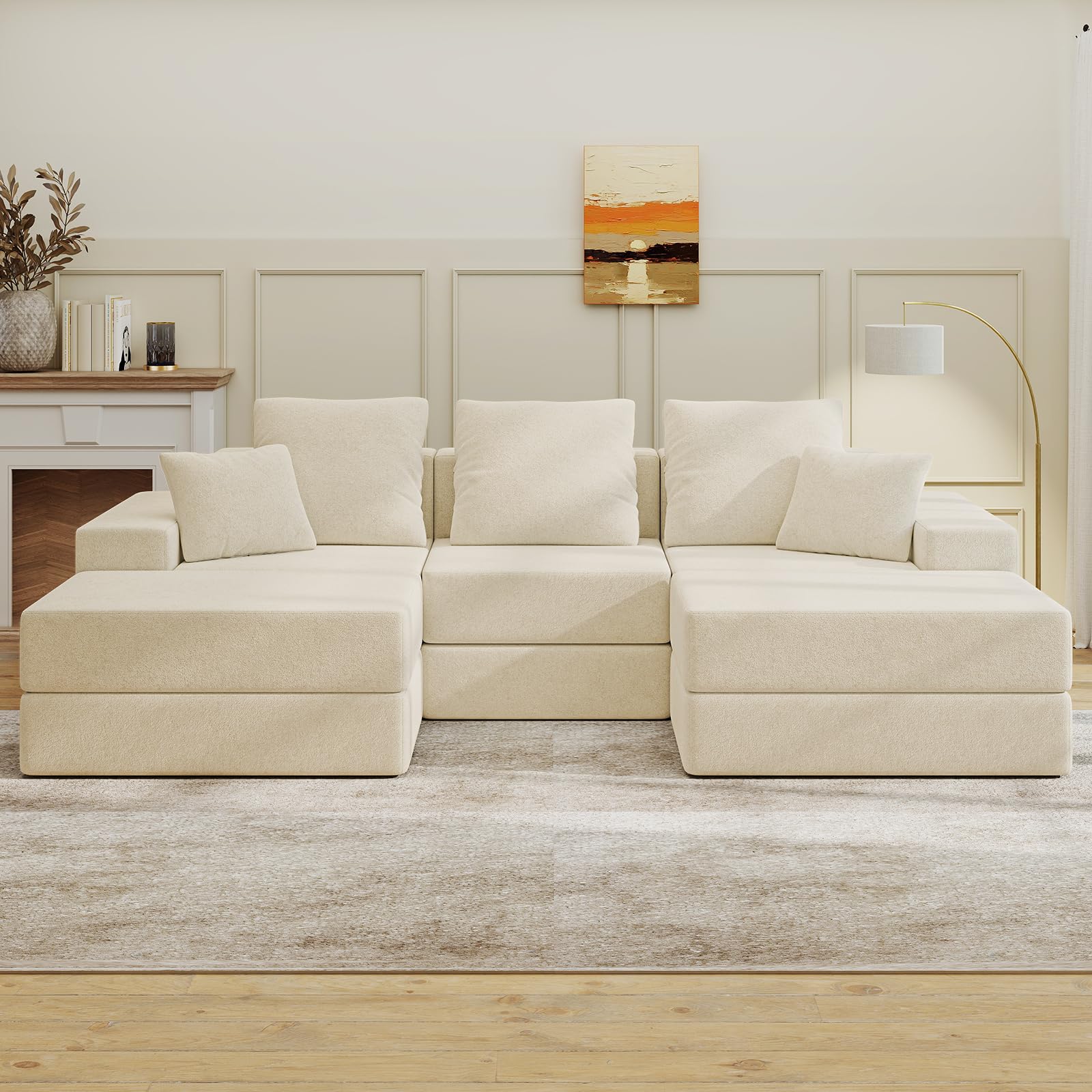 BUDGET PICKS - Living&Giving 128" U-Shaped Cloud Sectional Couch