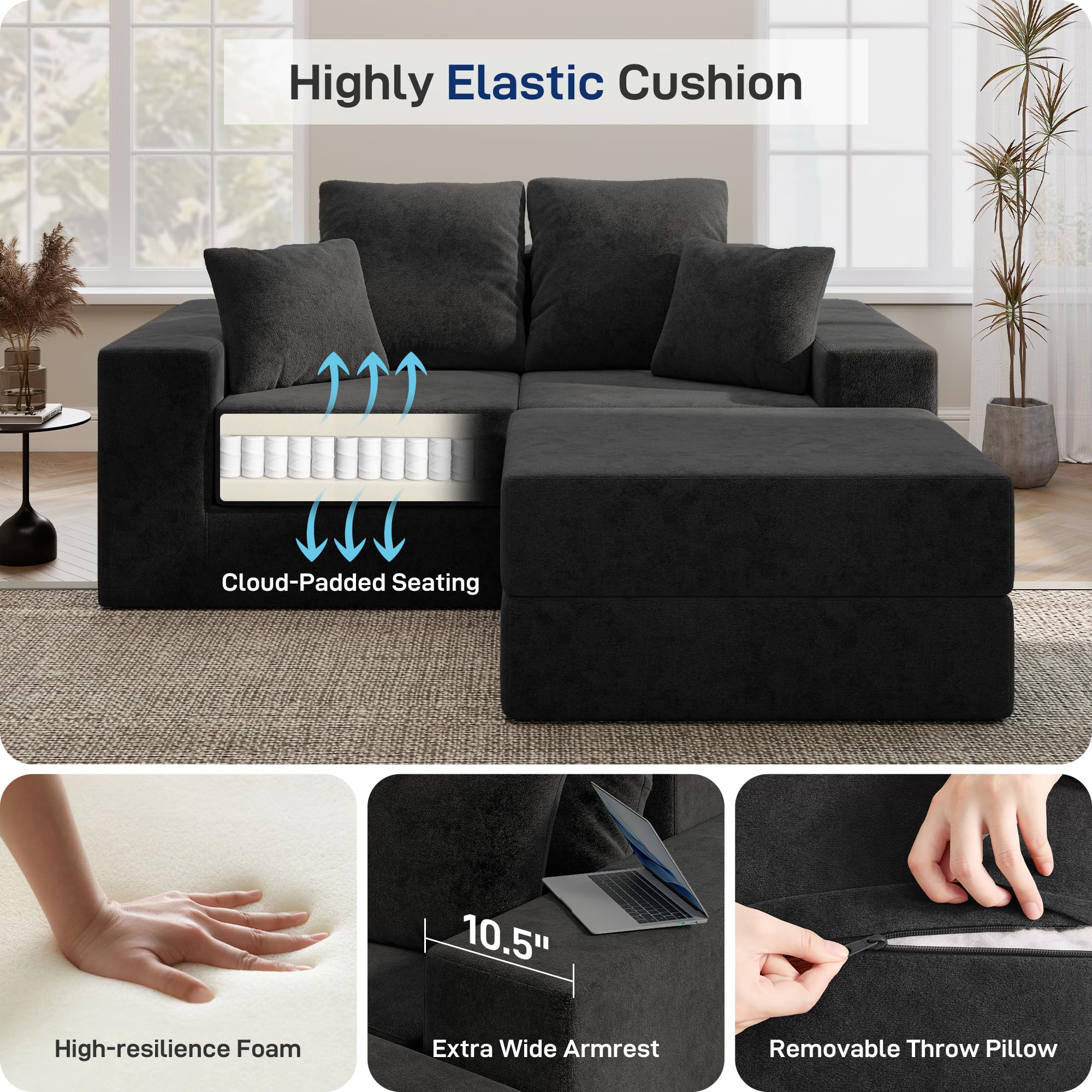 BUDGET PICKS - Living&Giving 128" U-Shaped Cloud Sectional Couch