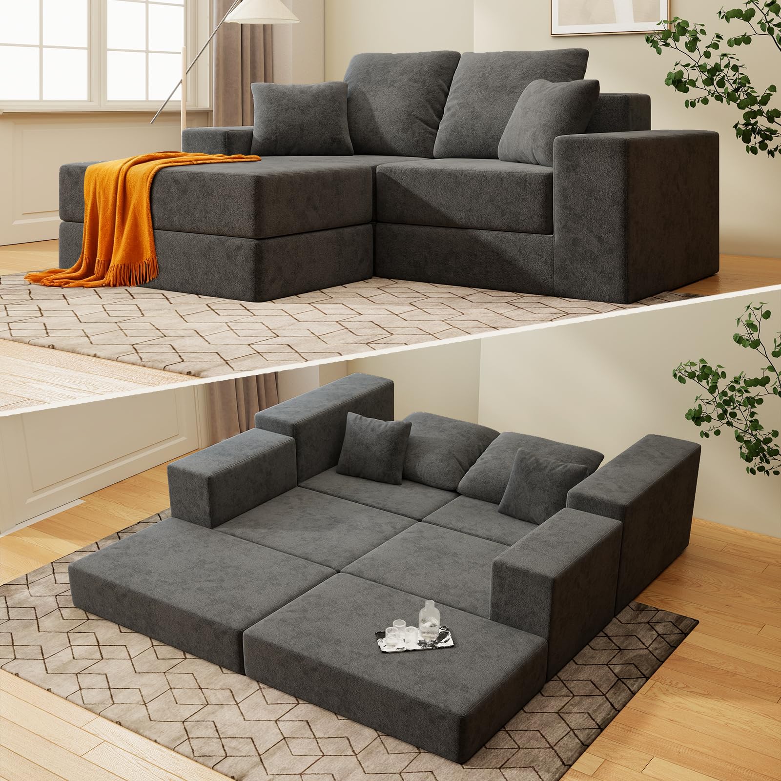 BUDGET PICKS - Living&Giving 128" U-Shaped Cloud Sectional Couch