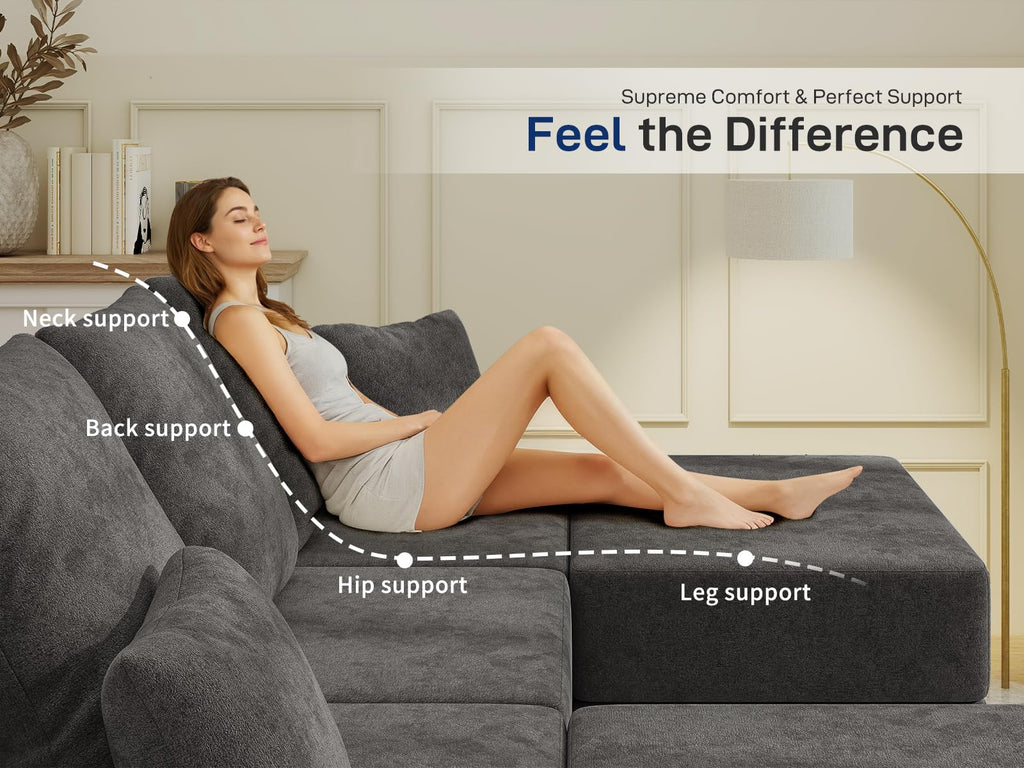 BUDGET PICKS - Living&Giving 128" U-Shaped Cloud Sectional Couch