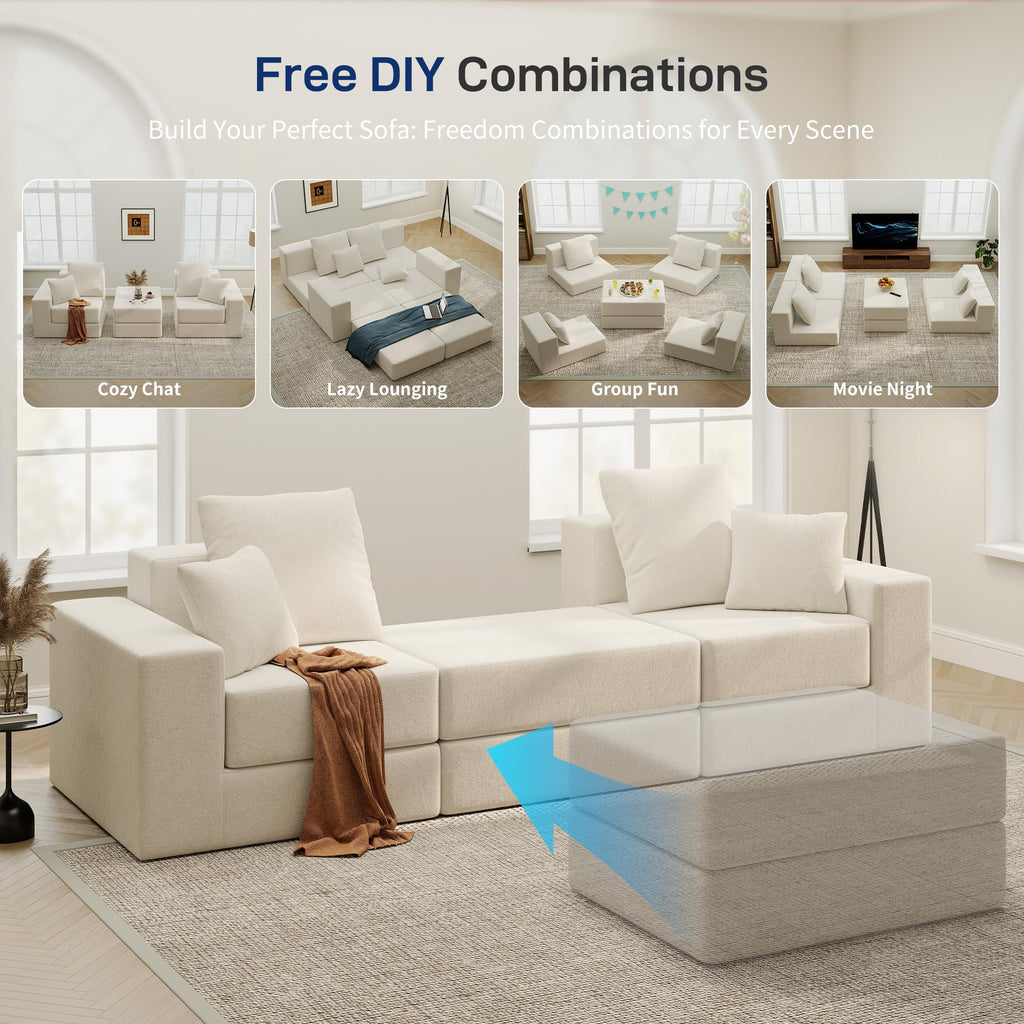 BUDGET PICKS - Living&Giving 128" U-Shaped Cloud Sectional Couch