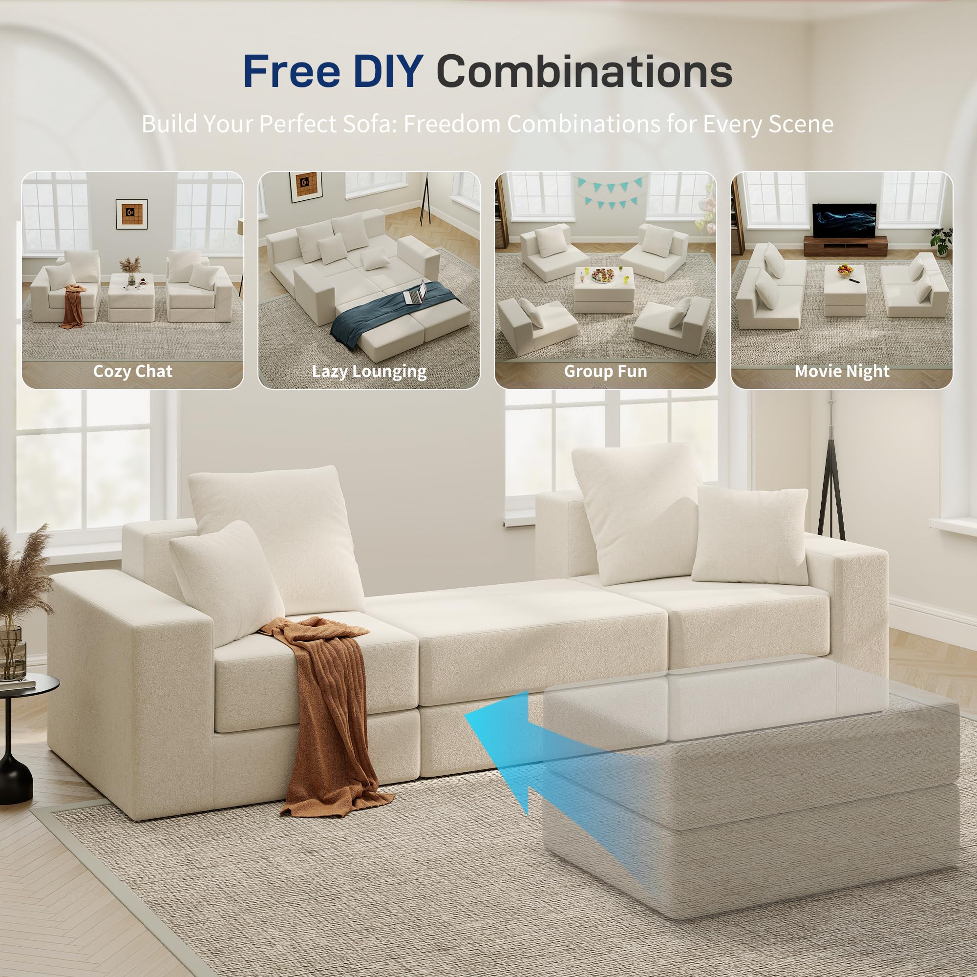 BUDGET PICKS - Living&Giving 128" U-Shaped Cloud Sectional Couch