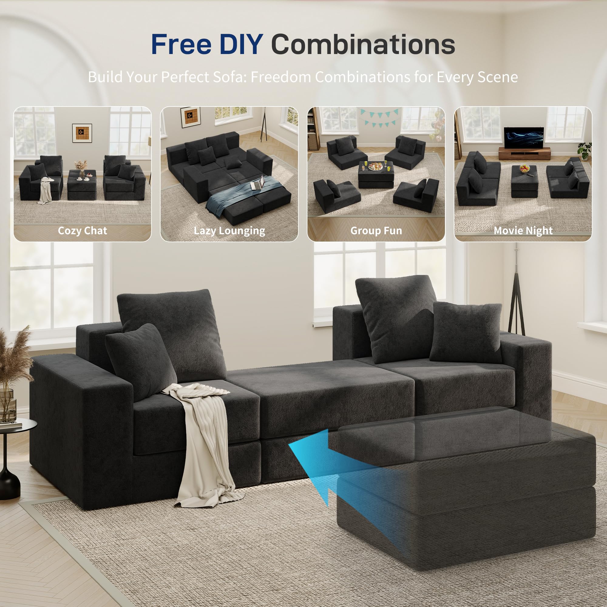 BUDGET PICKS - Living&Giving 128" U-Shaped Cloud Sectional Couch