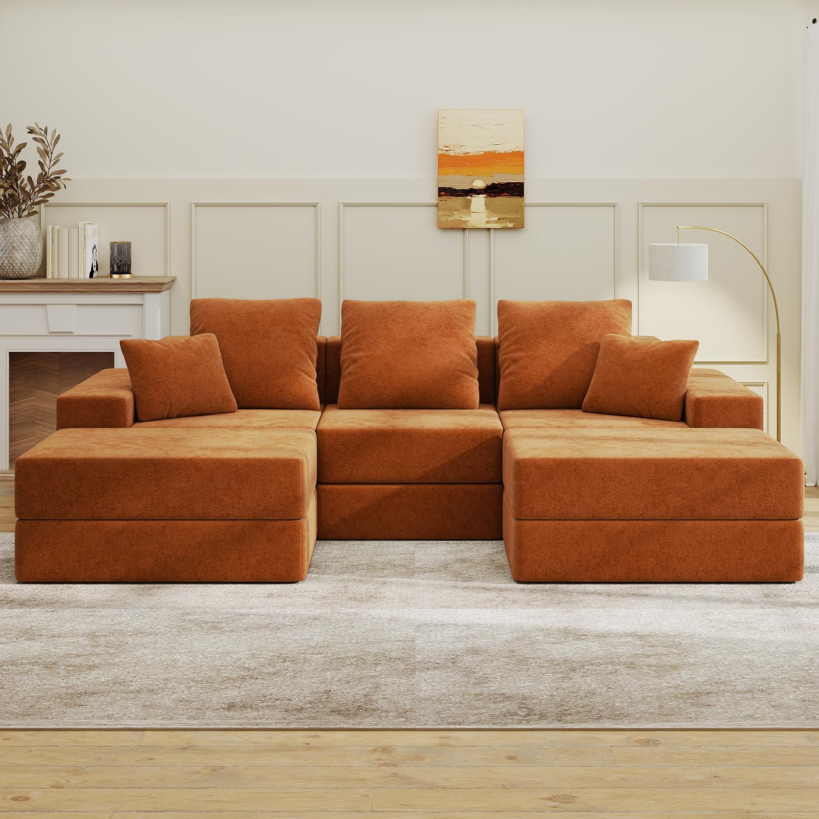 BUDGET PICKS - Living&Giving 128" U-Shaped Cloud Sectional Couch