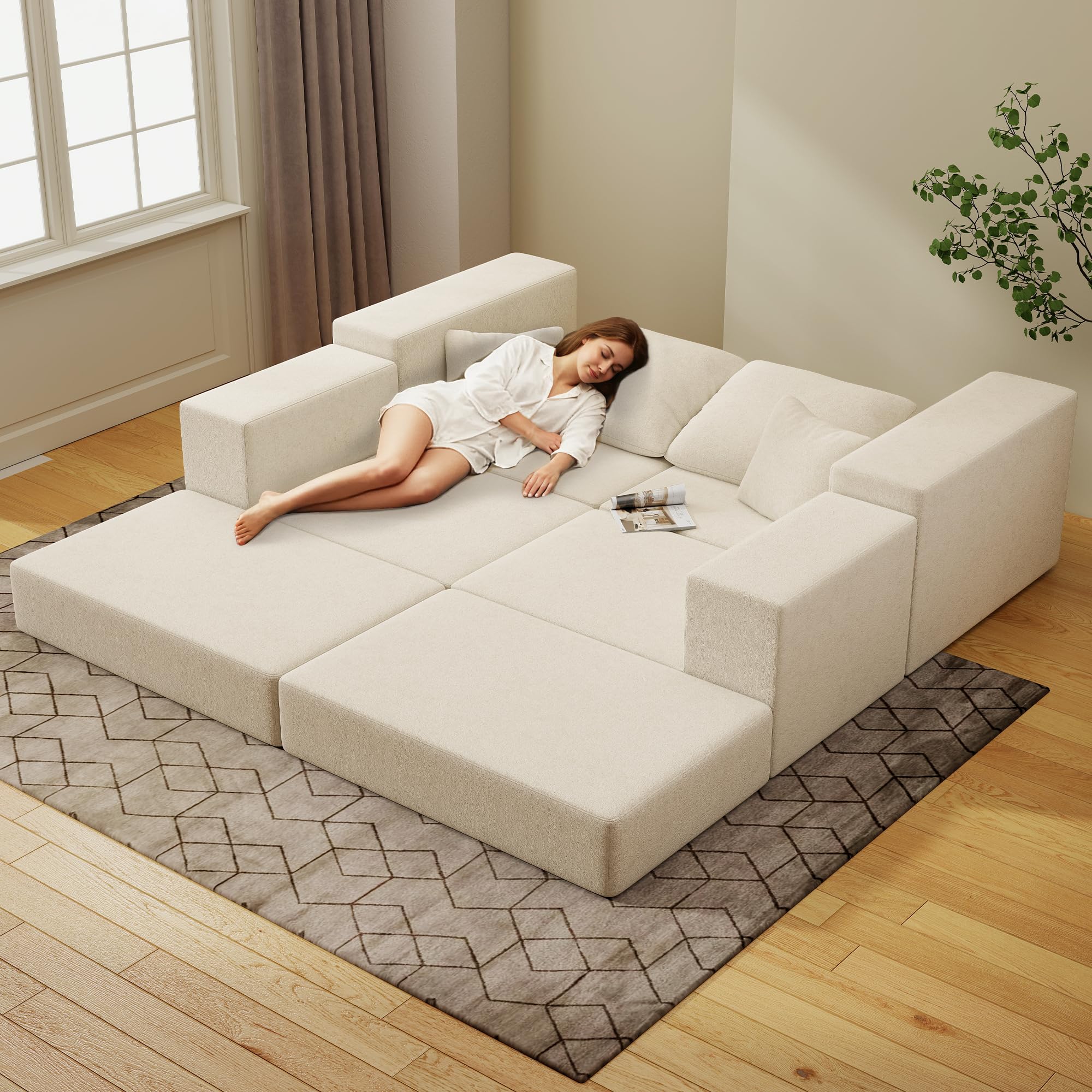 BUDGET PICKS - Living&Giving 128" U-Shaped Cloud Sectional Couch