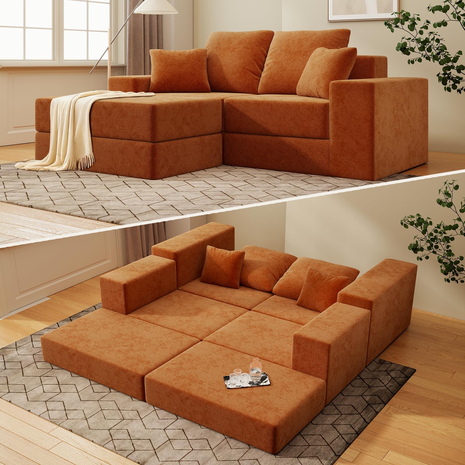 BUDGET PICKS - Living&Giving 128" U-Shaped Cloud Sectional Couch