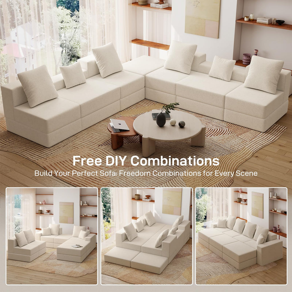 BUDGET PICKS - Living&Giving 128" U-Shaped Cloud Sectional Couch