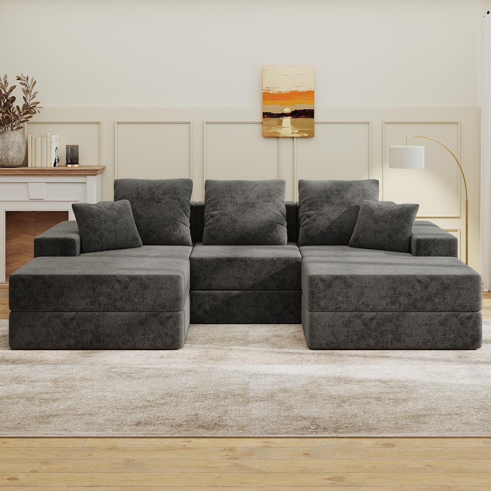 BUDGET PICKS - Living&Giving 128" U-Shaped Cloud Sectional Couch