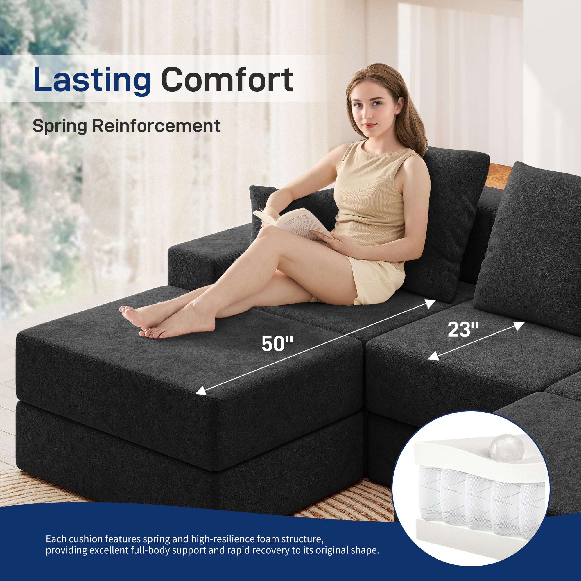 BUDGET PICKS - Living&Giving 128" U-Shaped Cloud Sectional Couch