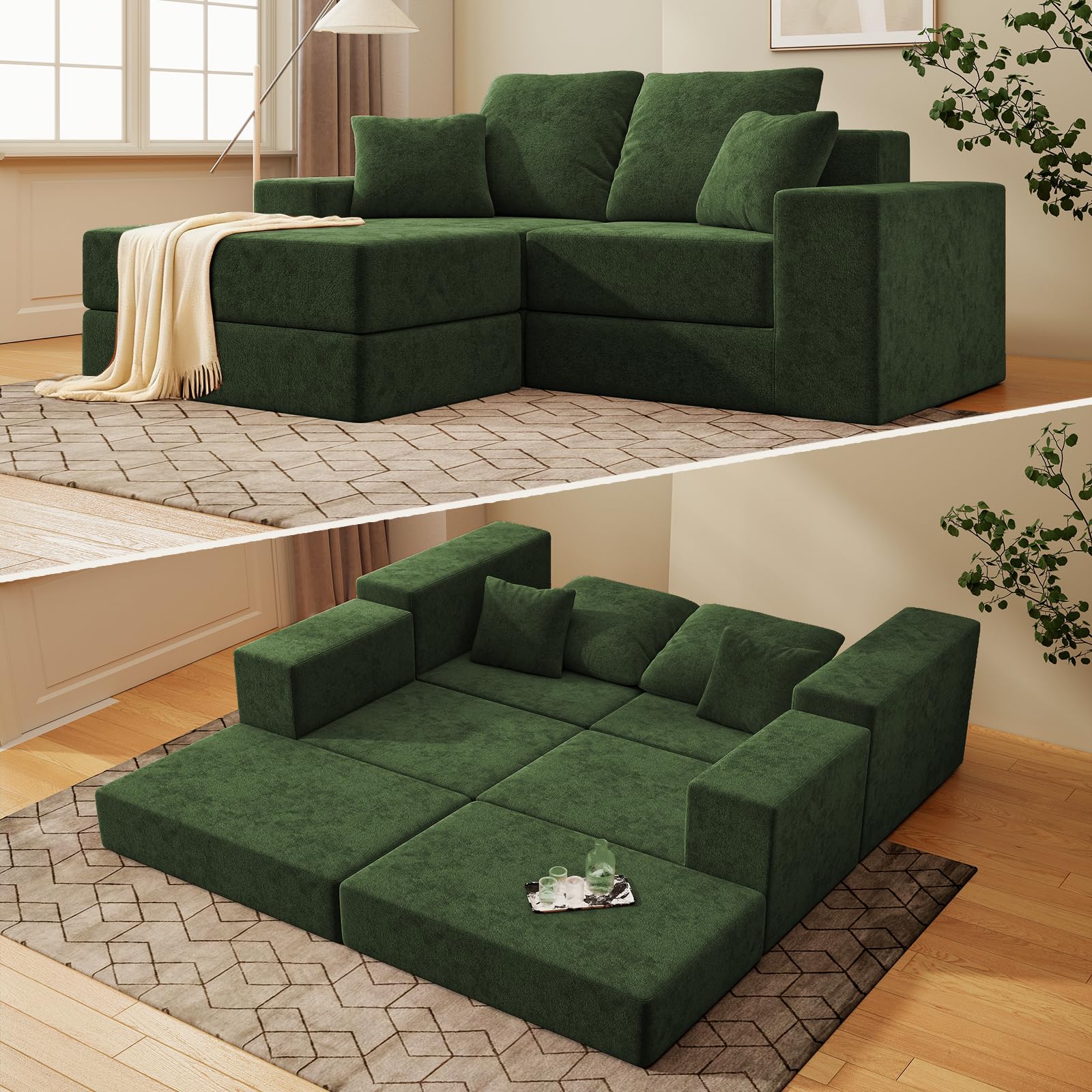 BUDGET PICKS - Living&Giving 128" U-Shaped Cloud Sectional Couch