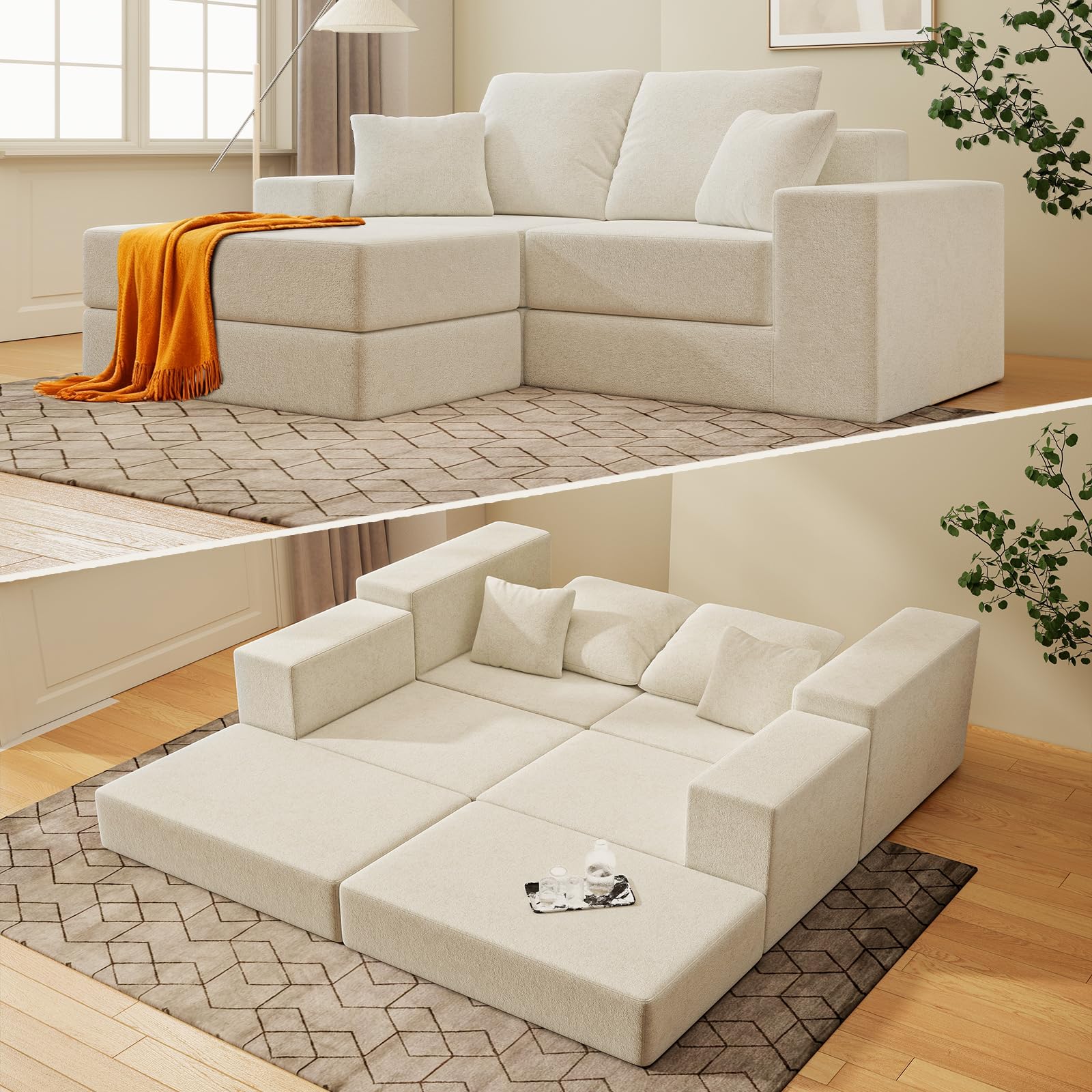 BUDGET PICKS - Living&Giving 128" U-Shaped Cloud Sectional Couch