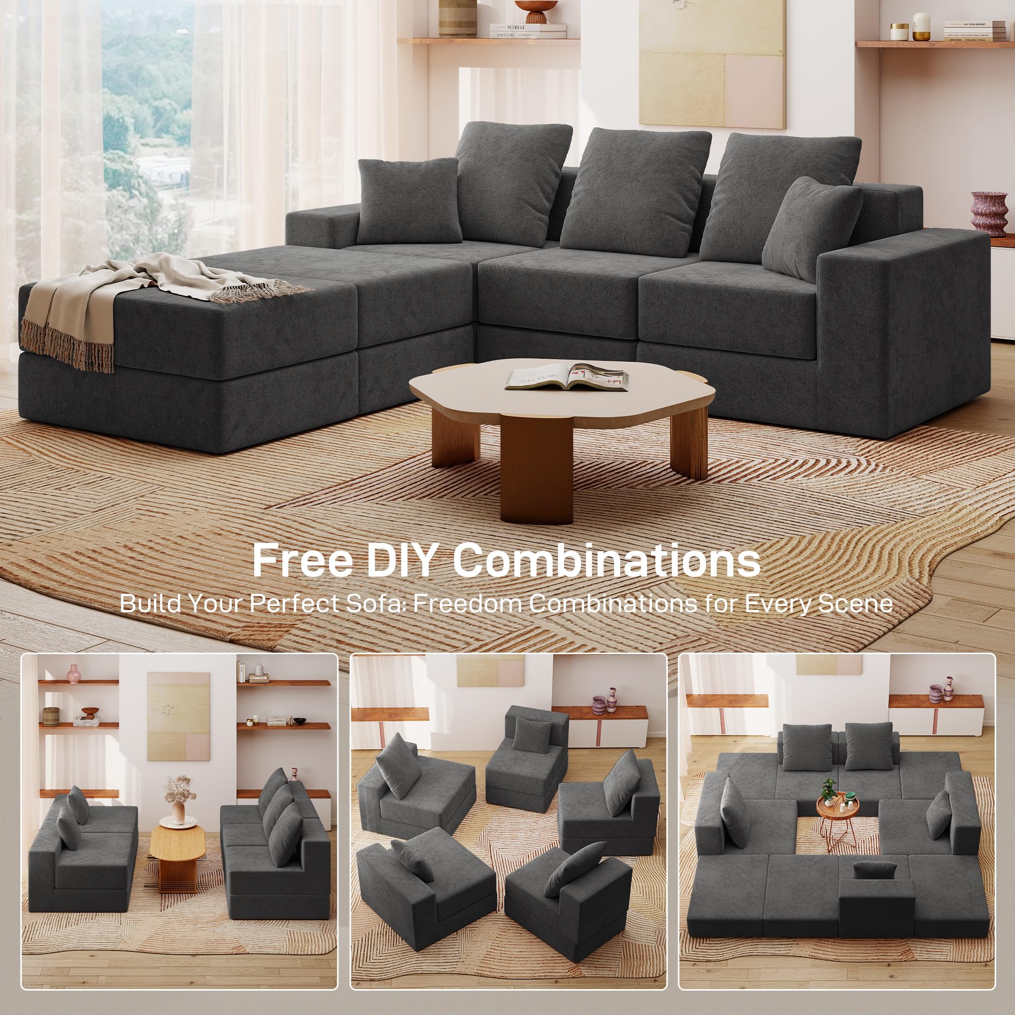BUDGET PICKS - Living&Giving 128" U-Shaped Cloud Sectional Couch